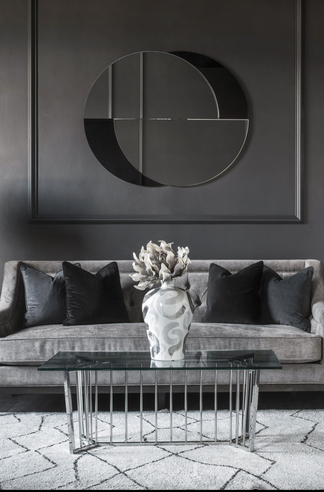 Eclipse Clear & Black Round Wall Mirror